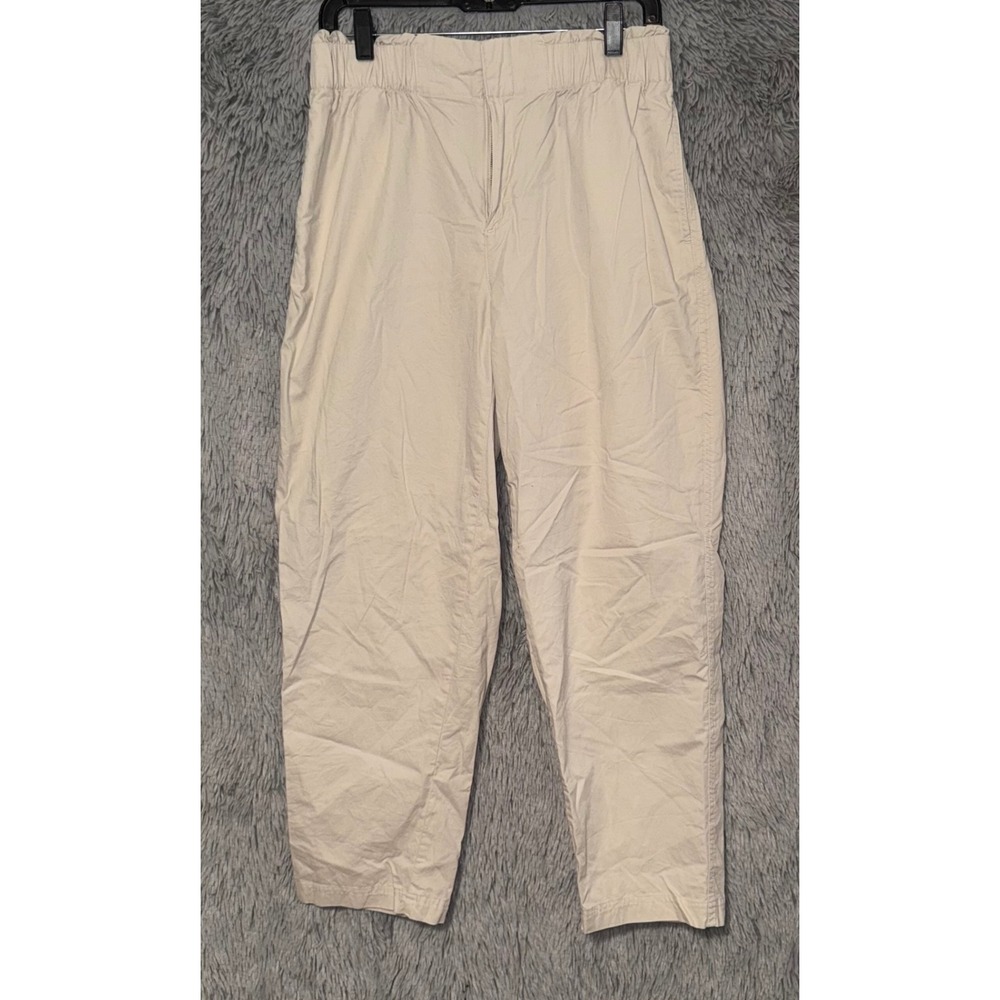 A New Day Women's Beige High Waist Elastic Waist Cropped Pants Size M